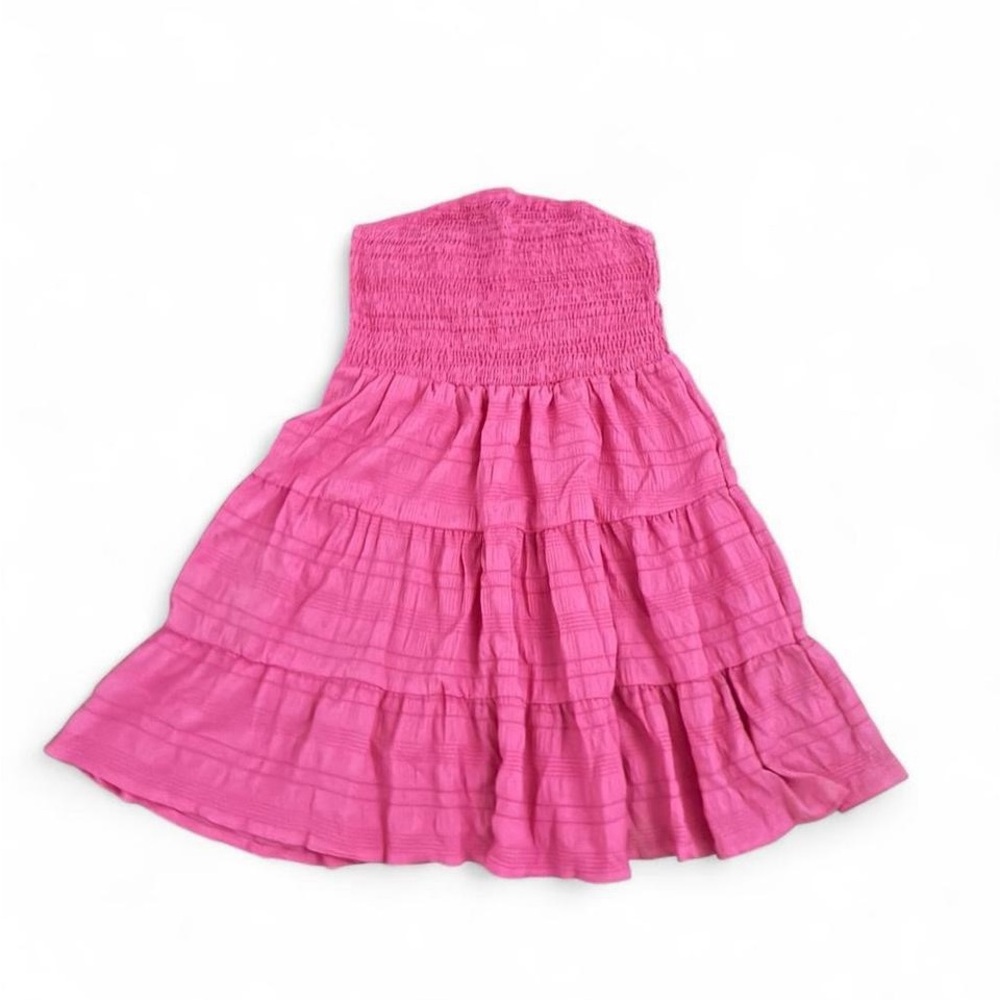 Pink Strapless Tiered Dress